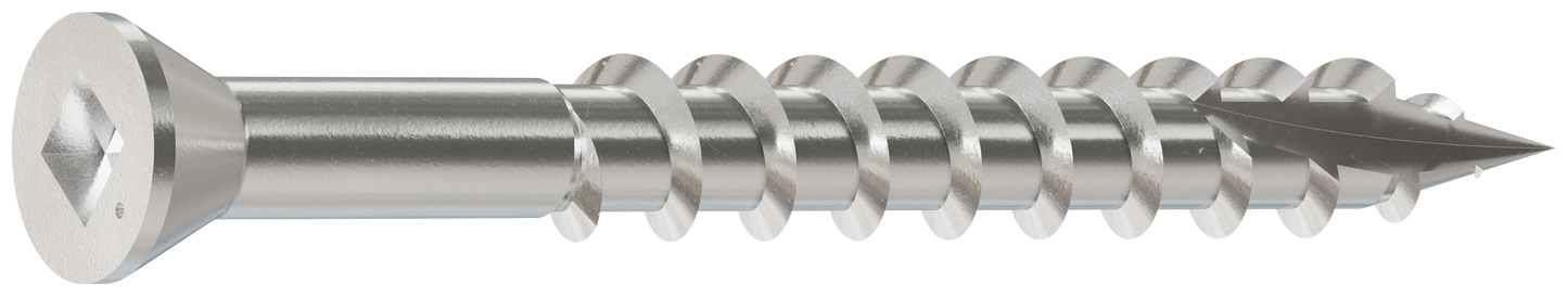 Simpson Strong-Tie T07162FB1 Trim-Head Screw, Square Drive — #7 x 1-5/8 in. #1 SQ, Type 316 (1 lb.)