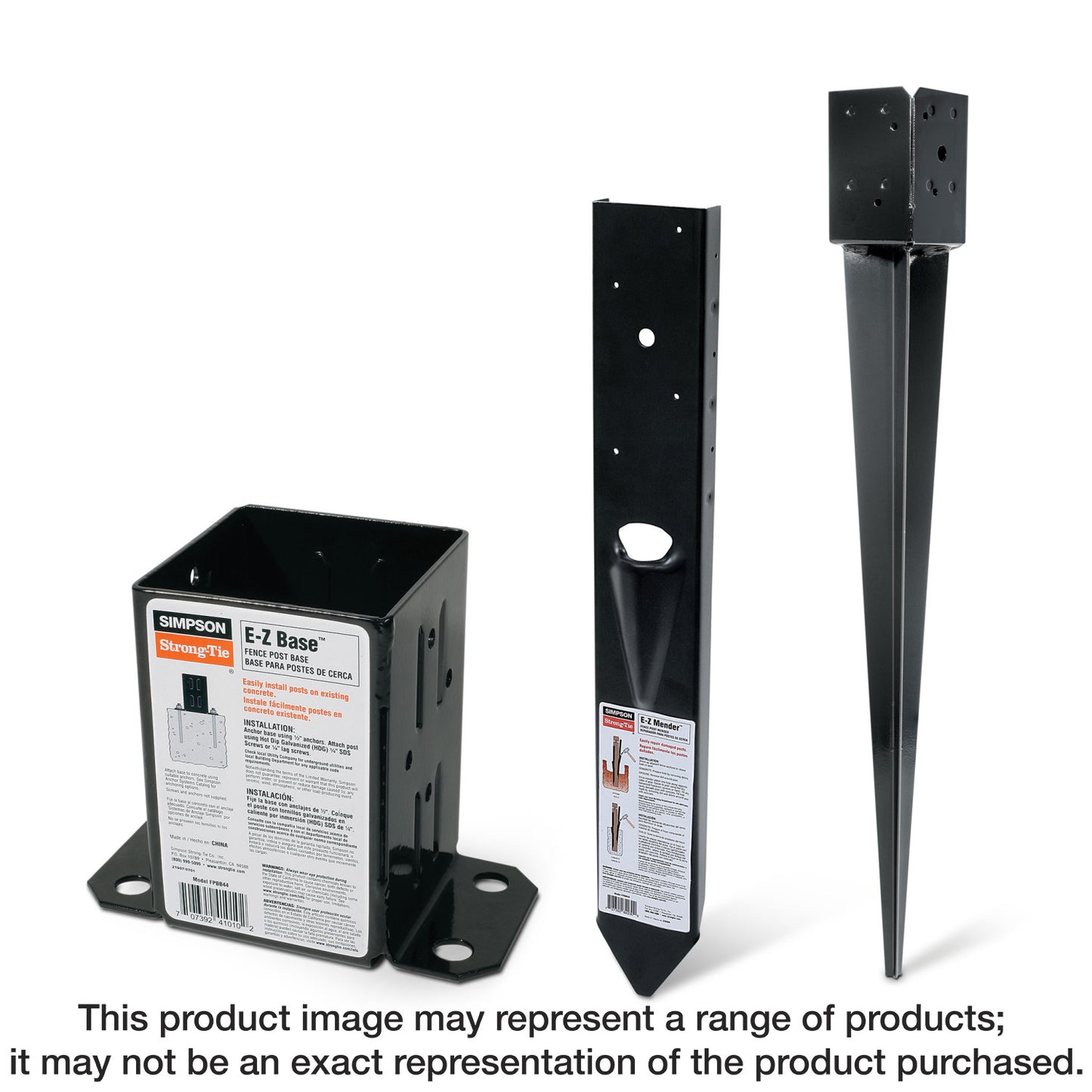 Simpson Strong-Tie FPBS44 E-Z Spike™ Black Powder-Coated Post-Base Spike for 4x4 (Pack of 4)