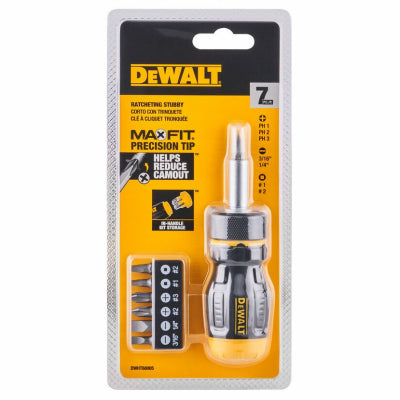 DeWalt DWHT68005 MAX FIT Stubby Ratcheting Multi-Bit Screwdriver Set (7 pc.)