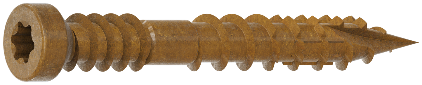 Simpson Strong-Tie FT07114R100 Finish Trim Screw — #7 x 1-1/4 in. T10, Trim-Head, Quik Guard®, Tan (100-Qty)