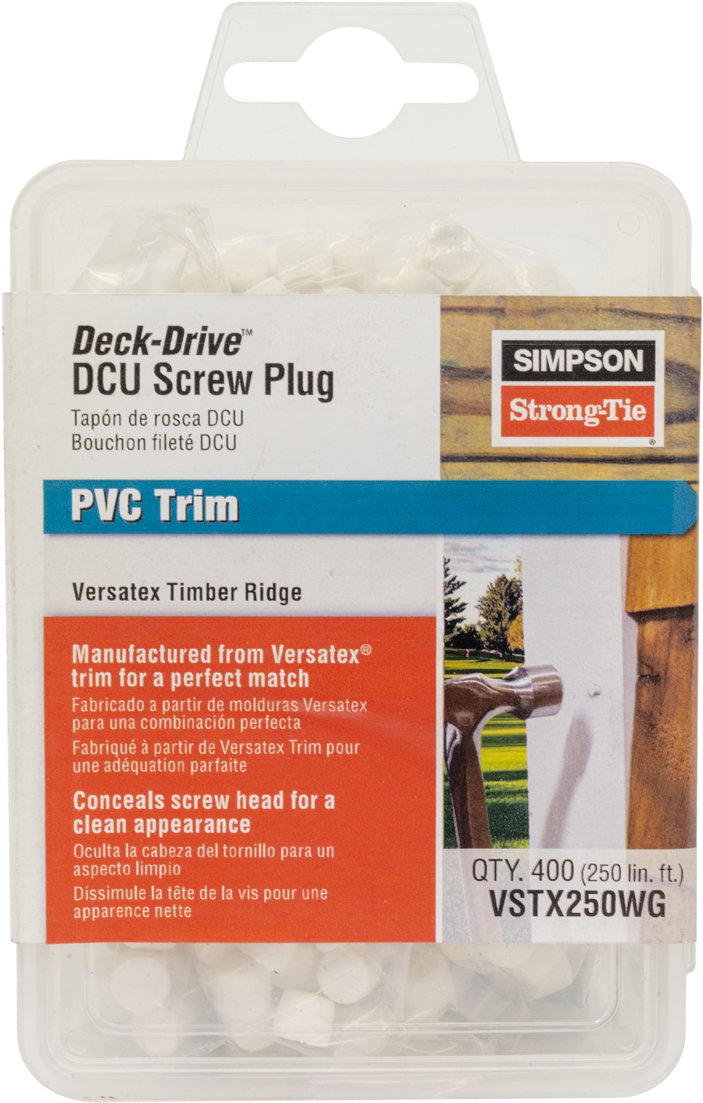 Simpson Strong-Tie VSTX250WG Deck-Drive™ DCU Screw Plug — Versatex Timber Ridge (400-Qty) (Pack of 600)