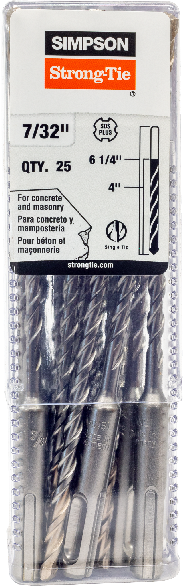 Simpson Strong-Tie MDPL02106-R25 7/32 in. x 6-1/4 in. SDS-plus® Shank Drill Bit (25-Qty)