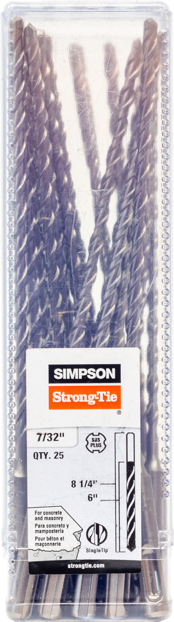 Simpson Strong-Tie MDPL02108-R25 7/32 in. x 8-1/4 in. SDS-plus® Shank Drill Bit (25-Qty) (Pack of 6)