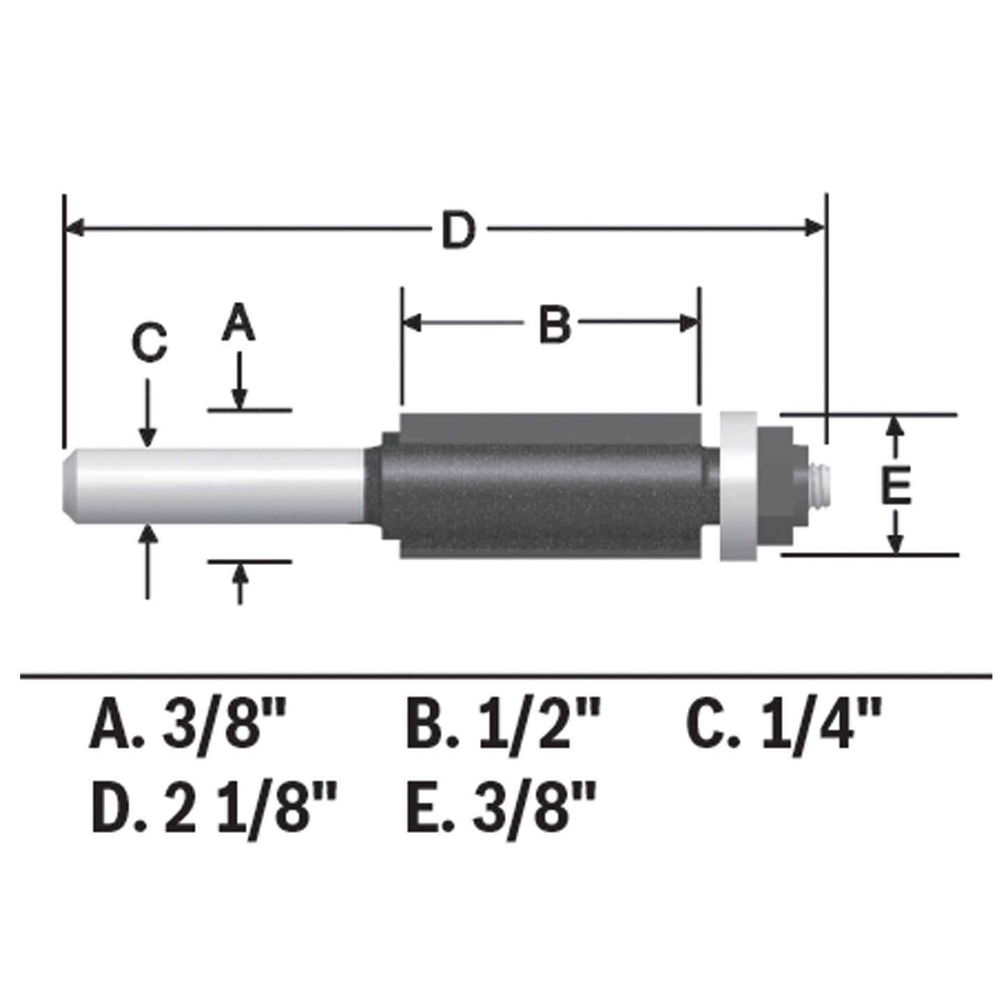 BOSCH 85269MC 3/8 In. x 1/2 In. Carbide-Tipped Double-Flute Flush Trim Router Bit