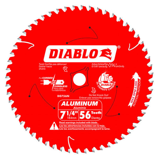 Diablo 008925020455 7-1/4 in. x 56 Tooth Thick Aluminum Cutting Saw Blade