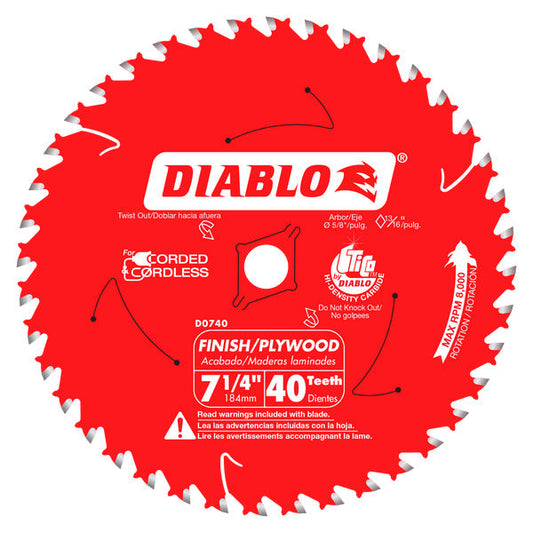 Diablo 008925020585 7-1/4 in. x 40 Tooth Carbide Circular Saw Blade