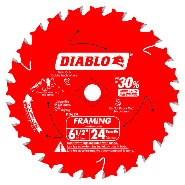 Diablo 008925020882 6-1/2 in. 24-Tooth Framing Saw Blade