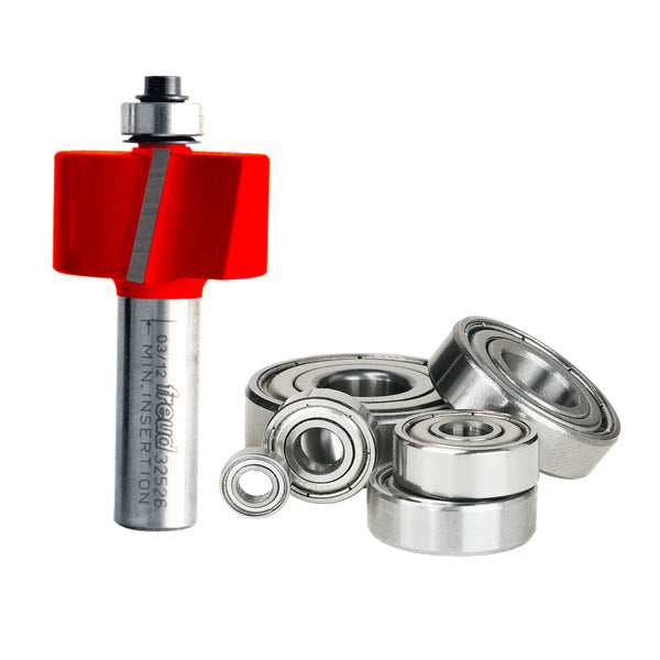 Freud 008925021353 Flush, 1/8",1/4",5/16",3/8",7/16",1/2" Depth Rabbeting Bit Set with interchangeable bearings, 1/2" shank, 2-1/2" overall length