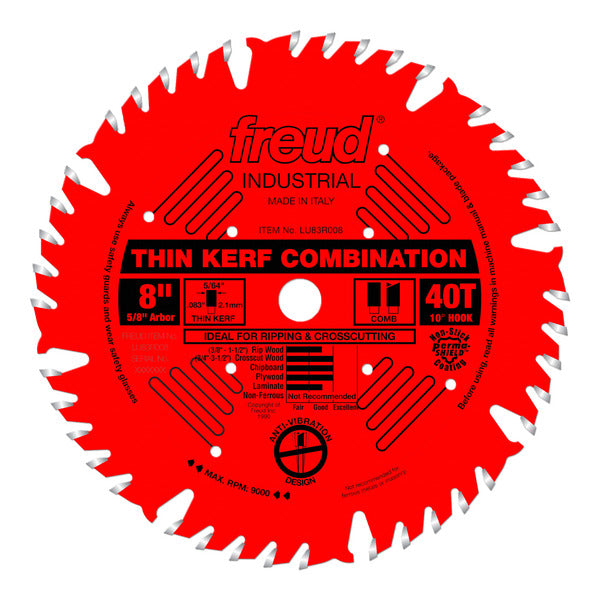 Freud 008925035220 8" x 40T Thin Kerf Combination Blade