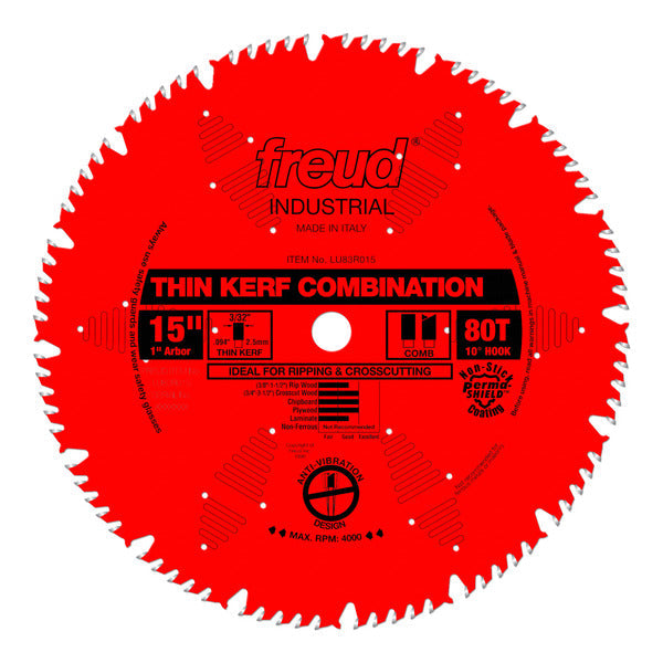 Freud 008925035251 15" x 80T Thin Kerf Combination Blade