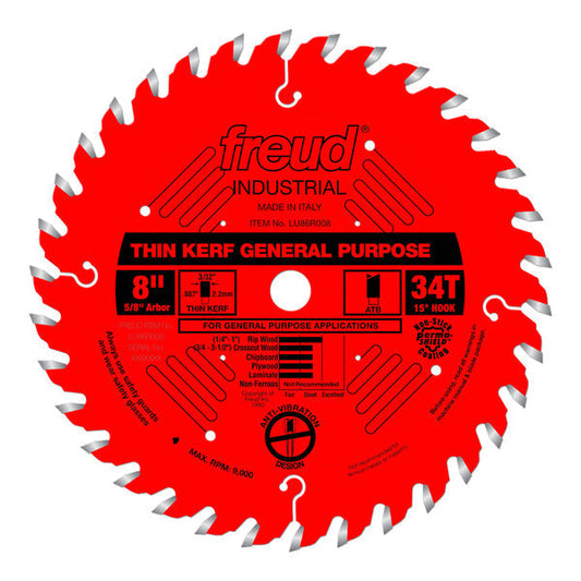 Freud 008925035268 8" x 34T Thin Kerf General Purpose Blade