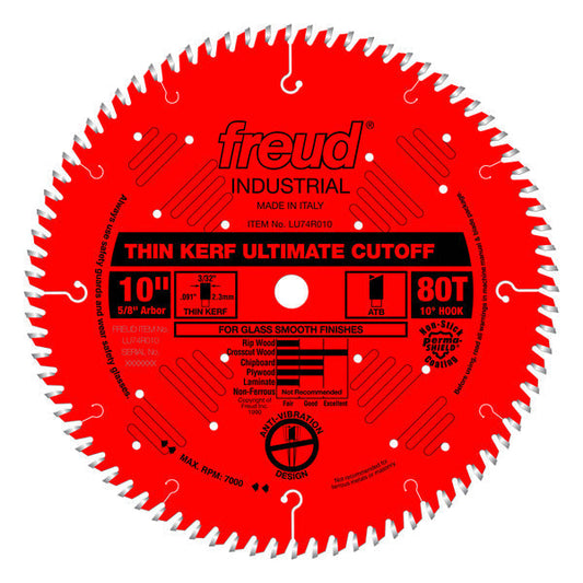 Freud 008925035619 10" x 80T Thin Kerf Ultimate Cut-Off Blade
