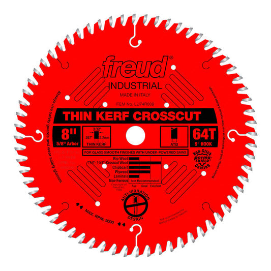 Freud 008925037934 8" x 64T Thin Kerf Ultimate Cut-Off Blade