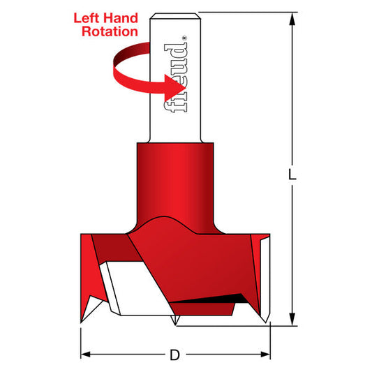 Freud 008925055754 35 mm (Dia.) Cylinder (Hinge) Bit with Left Hand Rotation 57.5mm overall length