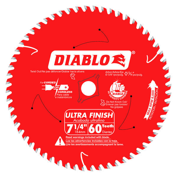 Diablo 008925075509 7-1/4 in. x 60 Tooth Carbide Circular Saw Blade
