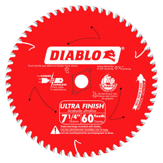 Diablo 008925075509 7-1/4 in. x 60 Tooth Carbide Circular Saw Blade