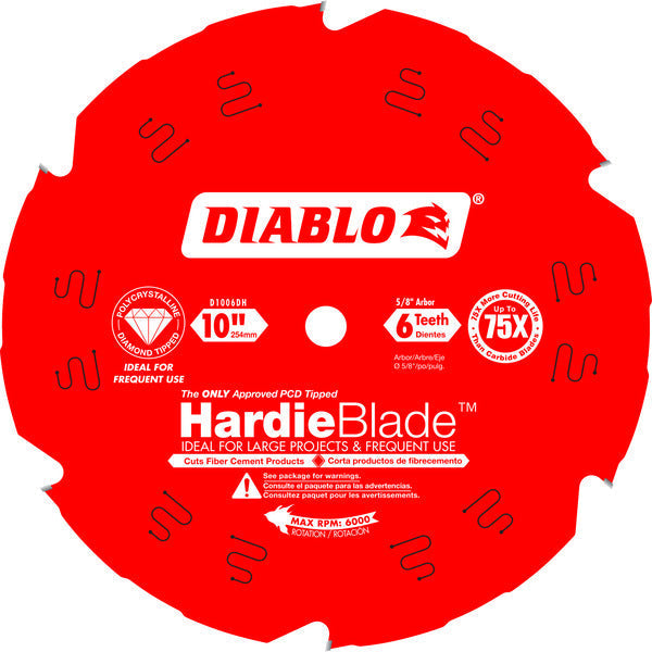 Diablo 008925077640 HardieBlade 10 in. x 6 Tooth PCD Fiber Cement Saw Blade