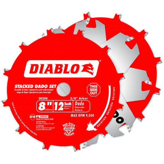 Diablo 008925084860 8 in. x 12 Tooth Carbide Stacked Dado Saw Blade Set