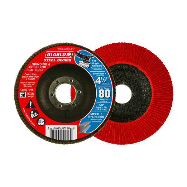 Diablo 008925094012 4-1/2" Steel Demon Flap Disc 80G CONICAL- Type 29