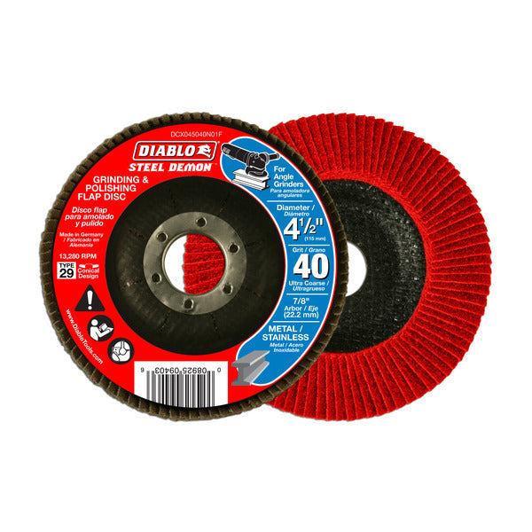 Diablo 008925094036 4-1/2" Steel Demon Flap Disc 40G CONICAL- Type 29