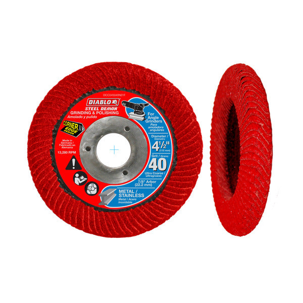 Diablo 008925094043 4-1/2" Steel Demon Corner-Edge Flap Disc 40G - No Hub