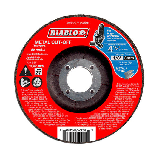 Diablo 008925094388 4-1/2"x1/8"x7/8" Metal DC Cut Off Type 27