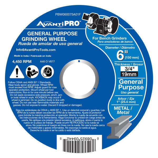 AvantiPRO 008925094425 AvantiPro 6x3/4x1in Ao Bench Grndg Whl
