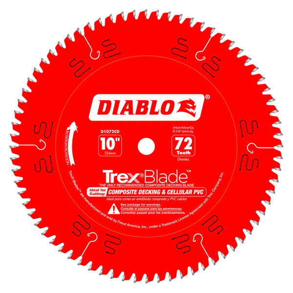 Diablo 008925098805 Trex 10 in. x 72 Tooth Composite Decking Miter and Table Saw Blade