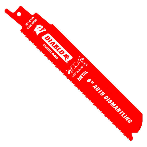 Diablo 008925126904 6" Diablo Bi-Metal Recip Blade for Auto Dismantling (Cuts Metals 1/16" to 5/16") (200 pk)