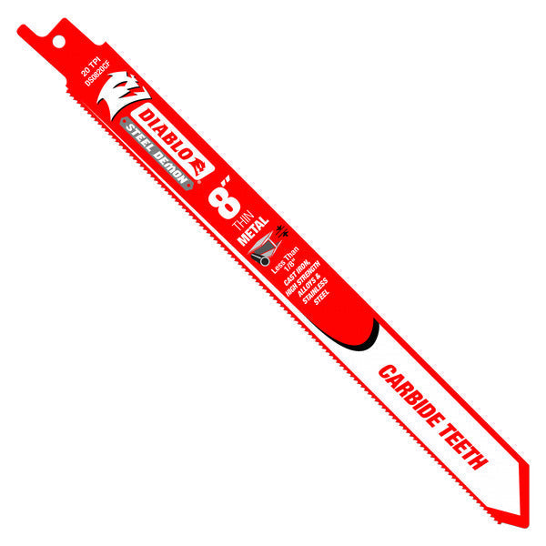 Diablo 008925130970 8" Steel Demon Solid Carbide Strip Recip Blade for thin metal (less than 1/8") cutting (Single)
