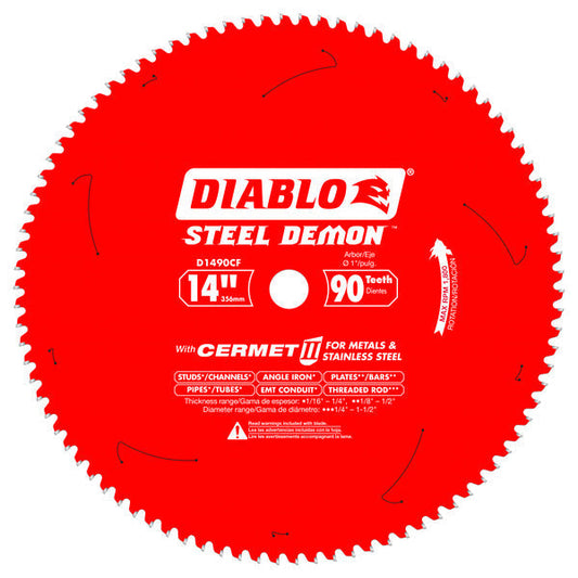 Diablo 008925135487 14 in. x 90 Tooth Steel Demon Thin Metal Cutting Saw Blade for 1800 Max. RPM Saw