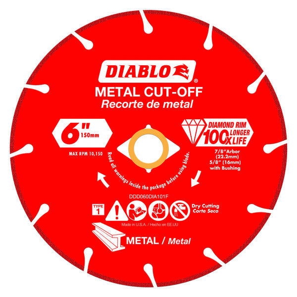 Diablo 008925137627 6" Diamond Metal Cut-Off Blade - Type 1