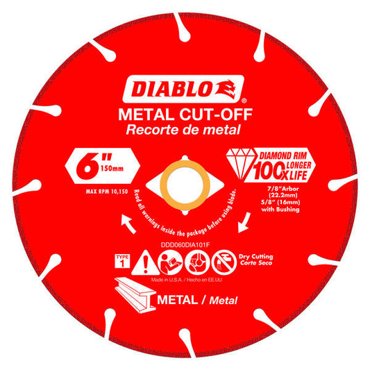 Diablo 008925137627 6" Diamond Metal Cut-Off Blade - Type 1