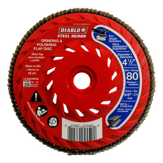 Diablo 008925138242 4-1/2" Steel Demon Flap Disc 80G CONICAL- with Hub