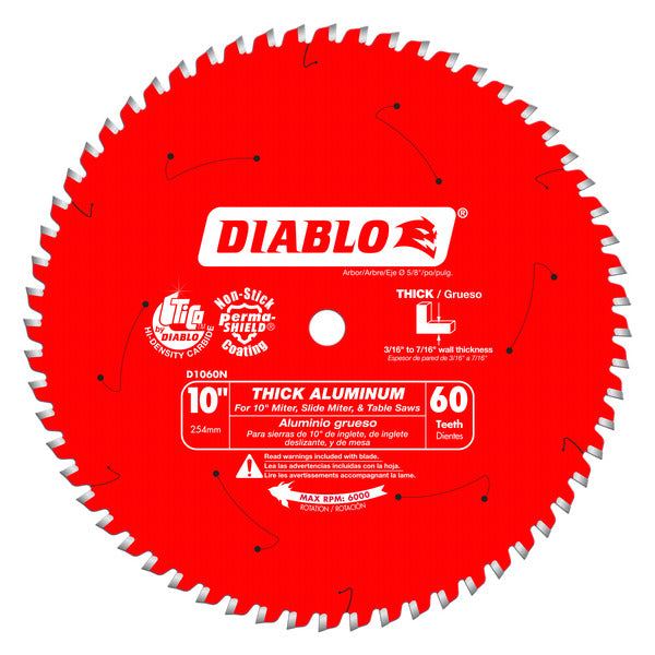 Diablo 008925138846 10 in. x 60 Tooth Thick Aluminum Cutting Saw Blade