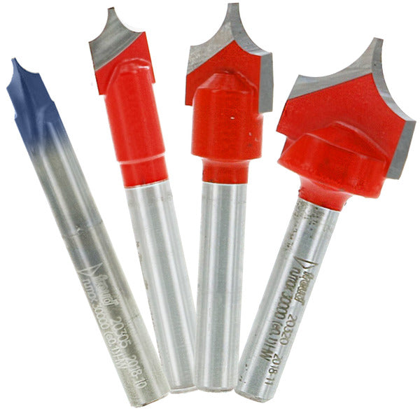 Freud 008925140818 4 Piece Radius "V" Groove Bit Set with 1/4" shanks