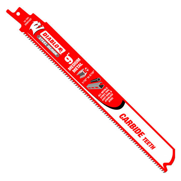 Diablo 008925144533 9" Steel Demon Carbide Recip Blades for Medium Metal (1/16" - 5/16") Cutting (10 pk)