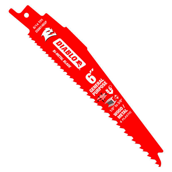 Diablo 008925145813 6 in. Bi-Metal Recip Blade for Nail-Embedded Wood, Metal, and Plastic (15-Pack)