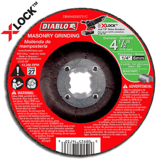 Diablo 008925147336 4-1/2 in. x 1/16 in. x 7/8 in. Type 27 Depressed Center Masonry Grinding Disc for X-Lock and All Grinders