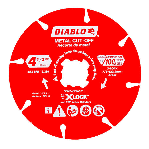 Diablo 008925147657 4.5 in. Diamond Rimmed Disc for Metal Cutting with X-Lock and All Grinders
