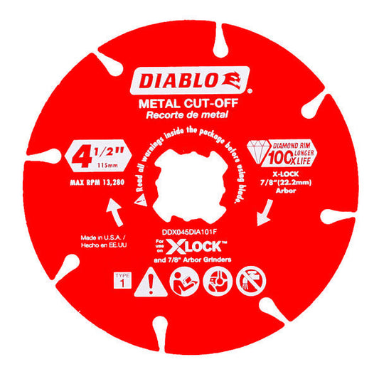 Diablo 008925147657 4.5 in. Diamond Rimmed Disc for Metal Cutting with X-Lock and All Grinders