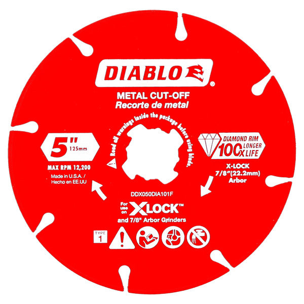 Diablo 008925147664 5 in. Diamond Rimmed Disc for Metal Cutting with X-Lock and All Grinders