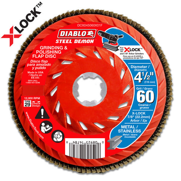 Diablo 008925147848 4-1/2 in. 60-Grit Grinding and Polishing Flap Disc for X-Lock and All Grinders