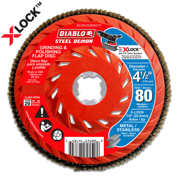 Diablo 008925147855 4-1/2 in. 80-Grit Grinding and Polishing Flap Disc for X-Lock and All Grinders
