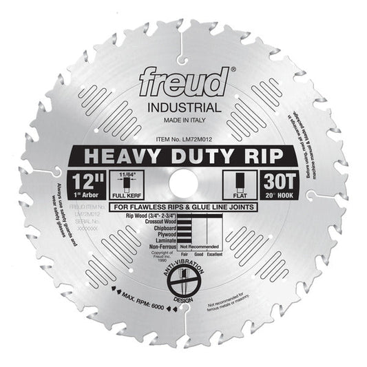 Freud 008925300151 12" x 30T Heavy-Duty Rip Blade