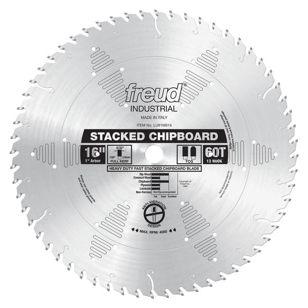 Freud 008925300731 16" x 60T Heavy Duty Stacked Chipboard Blade