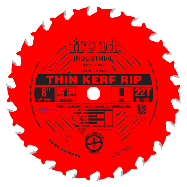 Freud 008925301653 8" x 22T Thin Kerf Rip Blade