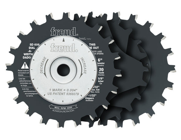 Freud 008925330592 6" x 20T Dial-A-Width Stacked Dado Sets