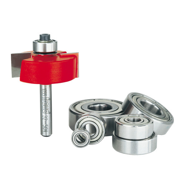 Freud 008925385080 flush, 1/8",1/4",5/16",3/8",7/16",1/2" Depth Rabbeting Bit Set with interchangeable bearings with 1/4" Shank