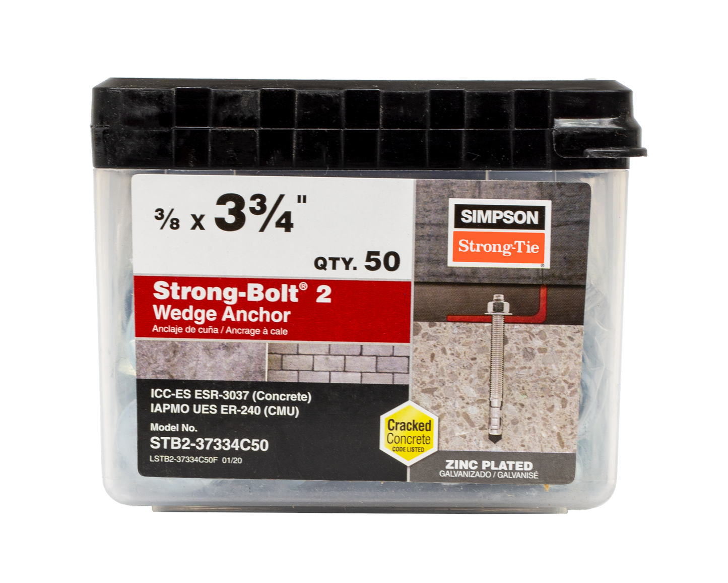 Simpson Strong-Tie STB2-37334C50 Strong-Bolt® 2 — 3/8 in. x 3-3/4 in. Wedge Anchor (50-Qty) (Pack of 396)